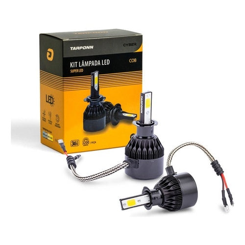 Kit 2 Lâmpadas Carro Super Led Cyber H1 H3 H7 H8 H11 Hb3 Hb4