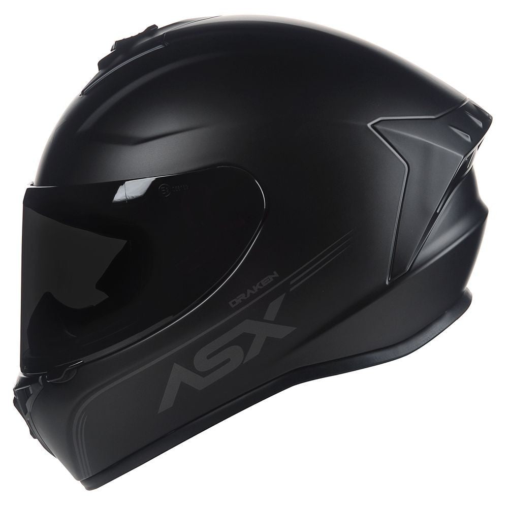 Capacete Moto ASX Draken Preto Fosco Solid + Viseira Fumê