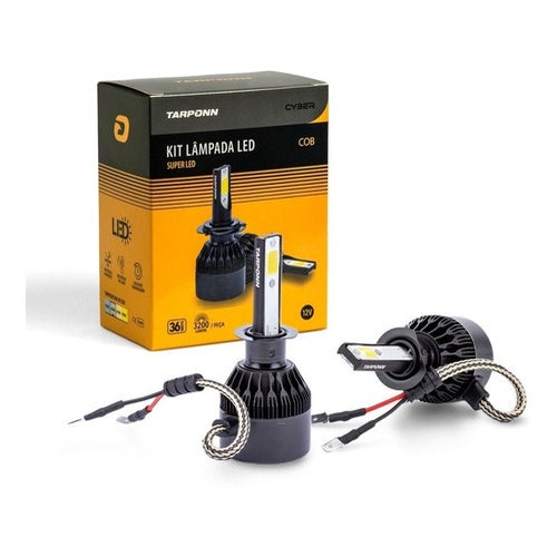 Kit 2 Lâmpadas Carro Super Led Cyber H1 H3 H7 H8 H11 Hb3 Hb4