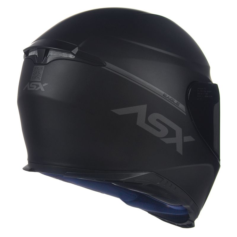 Capacete ASX Eagle Solid Preto Fosco Cinza