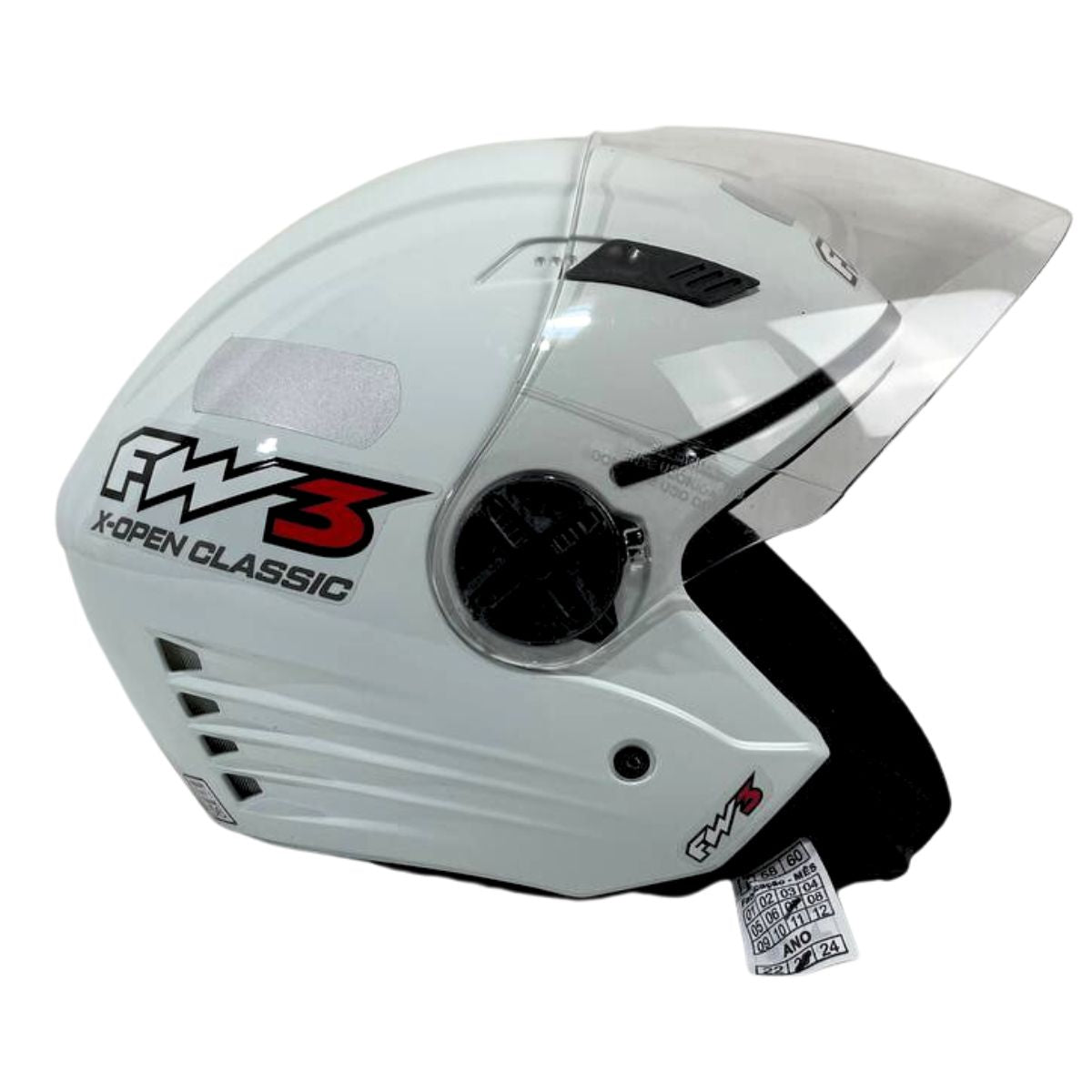 Capacete Aberto Fw3 X Open Classic Branco Ou Preto Brilhante