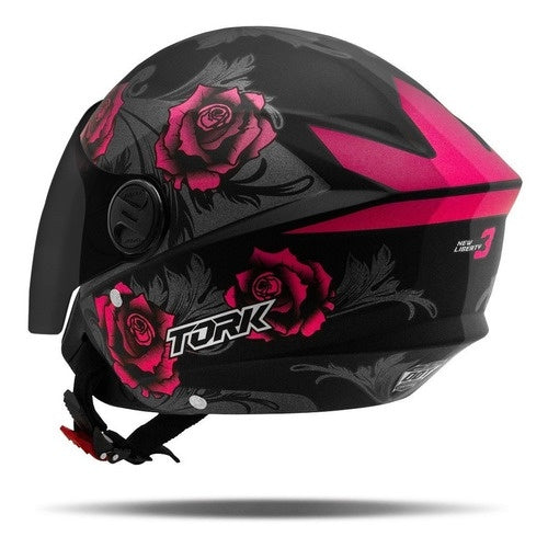 Capacete Aberto New Liberty Three Flowers Fosco Viseira Fumê