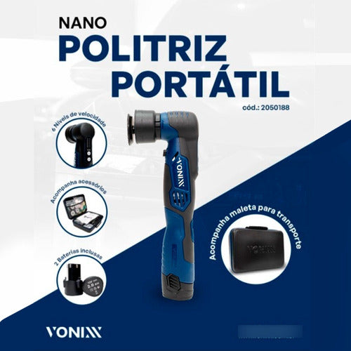 Mini Politriz Maquina Polir Bateria Nano Hibrida Vonixx Azul