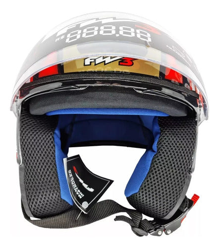 Capacete Fw3 X Open 43 Com Óculos Interno Aberto Top