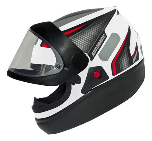Capacete Para Moto Automático Preto Com Vermelho Modelo Fw3