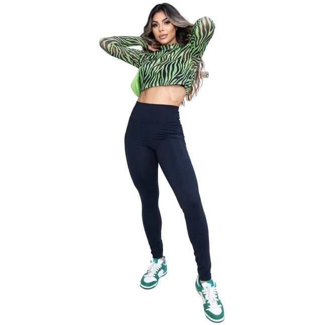 Legging Cós Alto Supplex Com Bolso Lateral Tecido Grosso