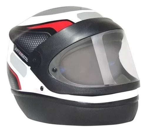 Capacete Para Moto Automático Preto Com Vermelho Modelo Fw3