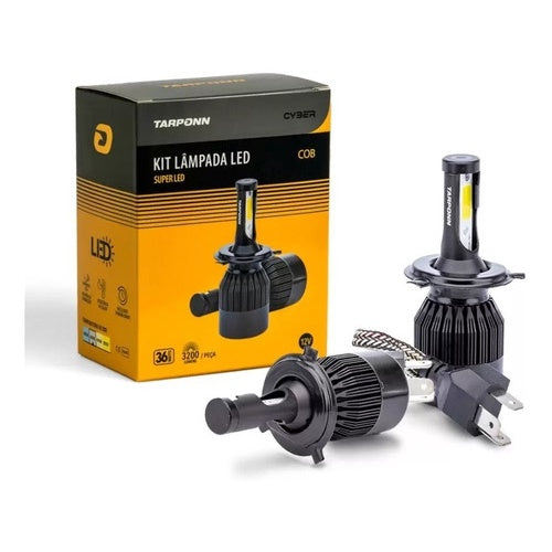 Kit 2 Lampadas Carro E Moto Super Led Cyber H4 6400 Lumes