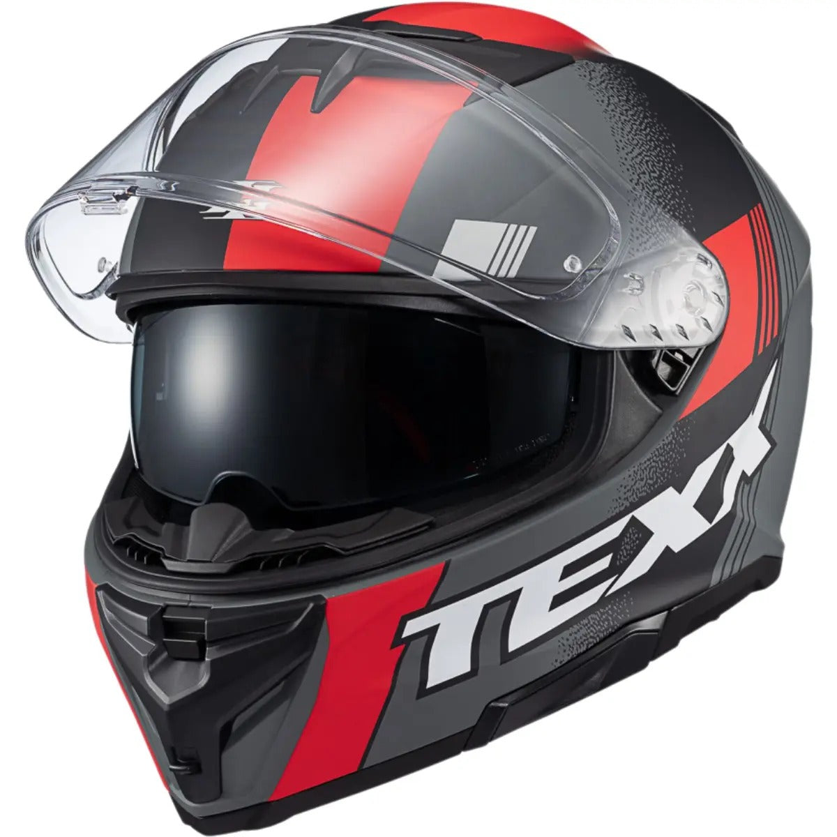 Capacete Texx Kaiman Track Vermelho Cinza Fosco C/ Óculos
