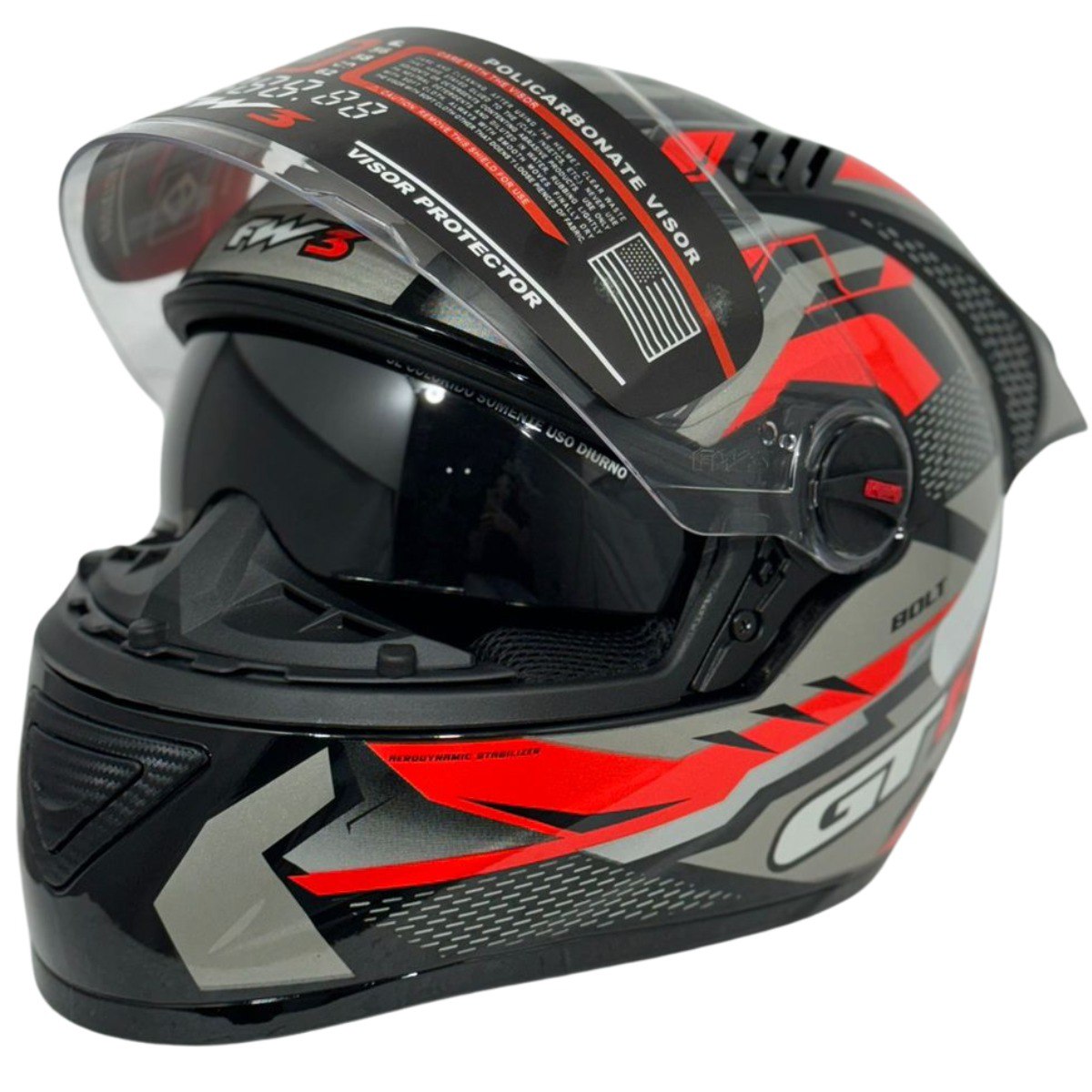 Capacete FW3 GT Racing Bolt Design Com Narigueira