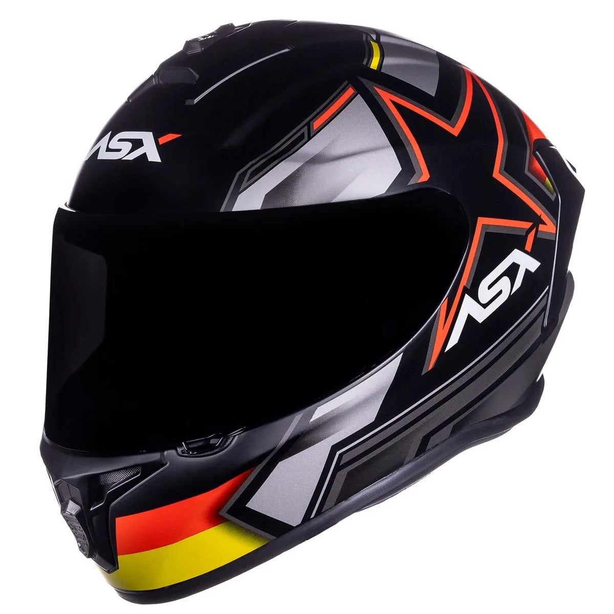 Capacete Moto Asx Draken Pilot Fosco Preto/Vermelho/Amarelo