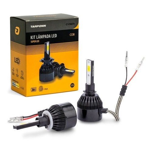 Kit 2 Lâmpadas Carro Super Led Cyber H1 H3 H7 H8 H11 Hb3 Hb4