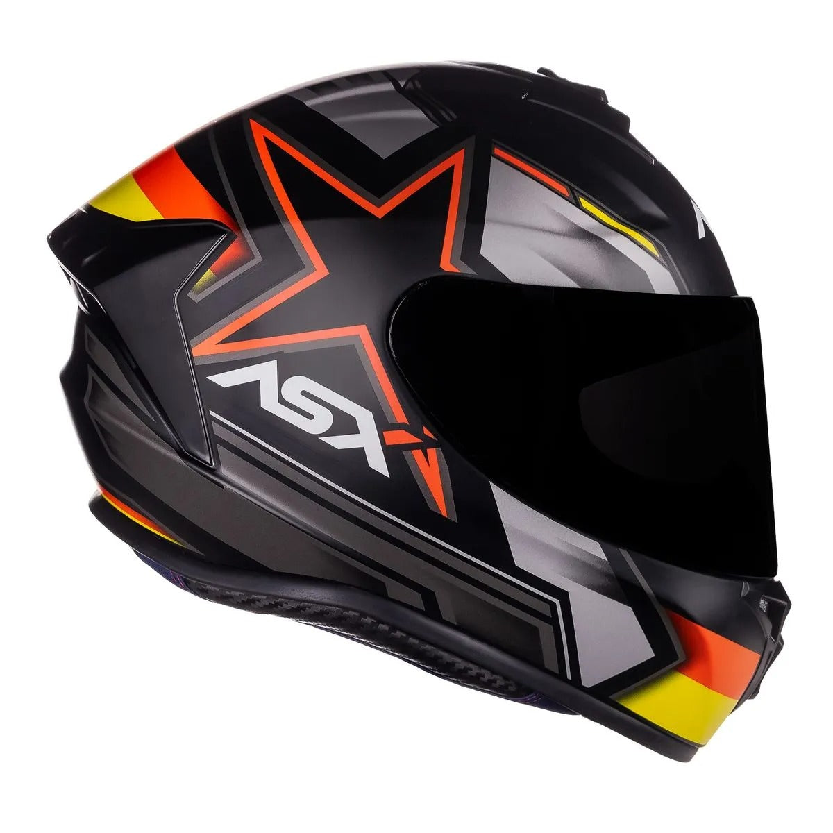 Capacete Moto Asx Draken Pilot Fosco Preto/Vermelho/Amarelo