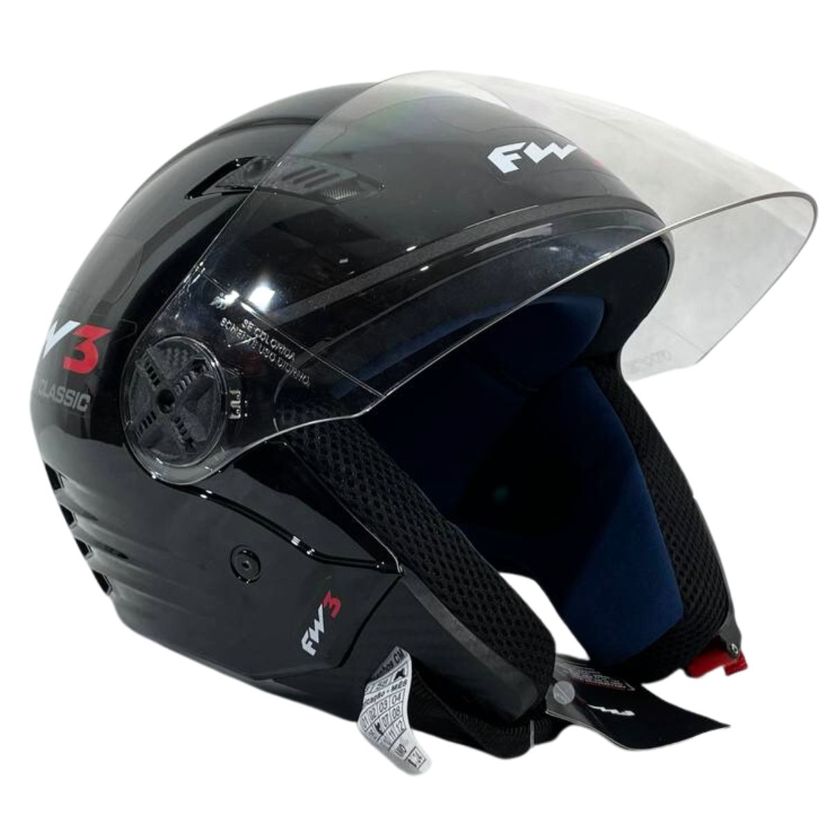 Capacete Aberto Fw3 X Open Classic Branco Ou Preto Brilhante
