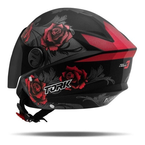 Capacete Aberto New Liberty Three Flowers Fosco Viseira Fumê