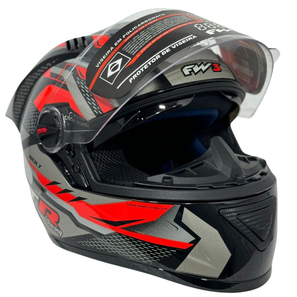Capacete FW3 GT Racing Bolt Design Com Narigueira