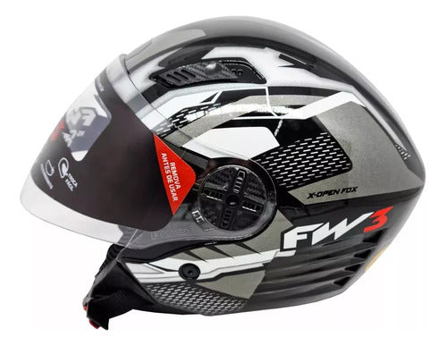 Capacete Fw3 X Open 43 Com Óculos Interno Aberto Top