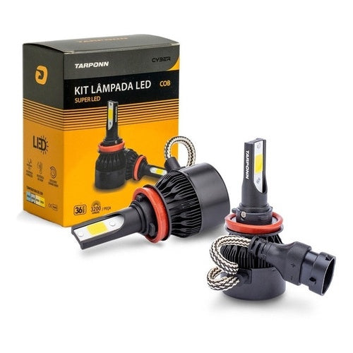 Kit 2 Lâmpadas Carro Super Led Cyber H1 H3 H7 H8 H11 Hb3 Hb4
