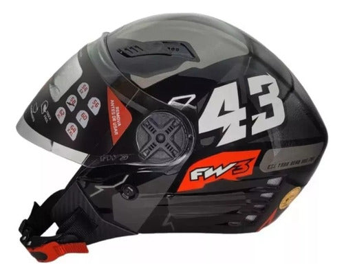 Capacete Fw3 X Open 43 Com Óculos Interno Aberto Top