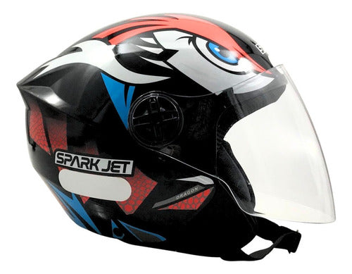 Capacete Moto Aberto Ebf Spark Jet Dragon Brilhante