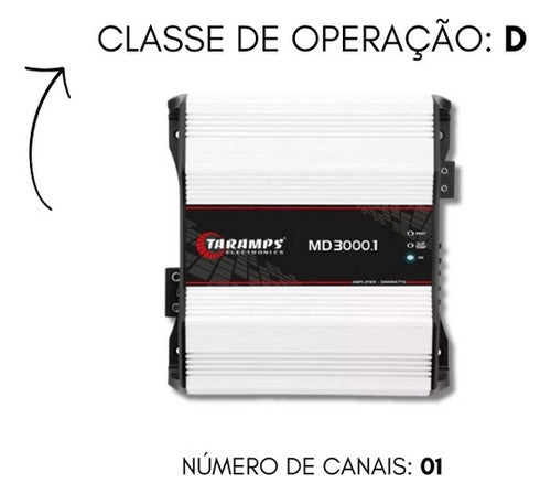 MÓDULO AMPLIFICADOR TARAMPS CLASS D MD 3000.1 3000W 4 OHMS