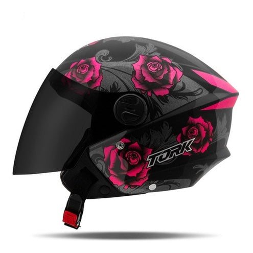 Capacete Aberto New Liberty Three Flowers Fosco Viseira Fumê