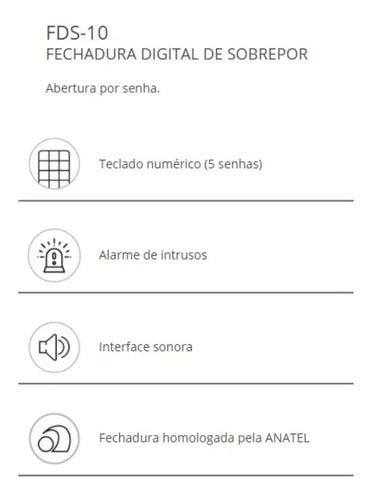 Fechadura Digital Porta Eletronica Sobrepor PADO Com Senha