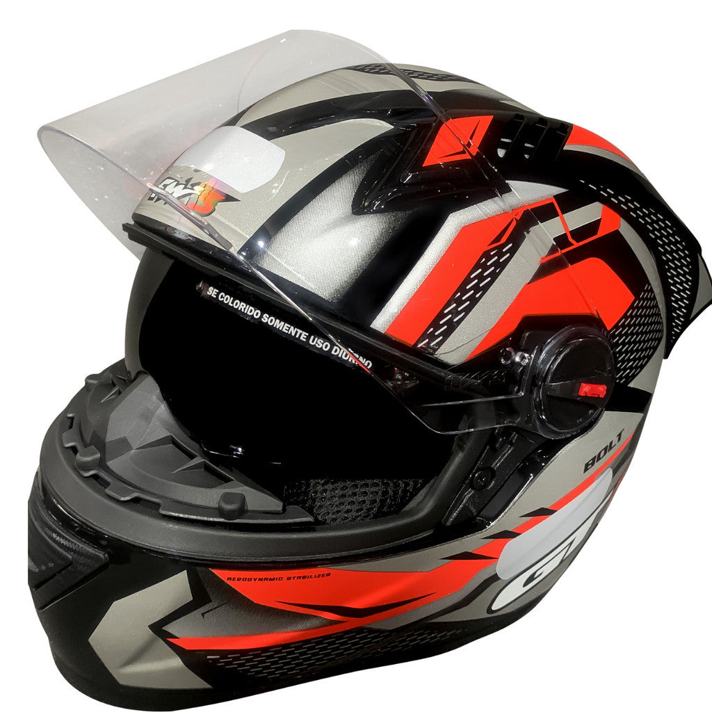 Capacete Fechado FW3 GT Racing Bolt Design Com Narigueira Esportivo