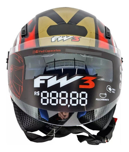 Capacete Fw3 X Open Fox Com Óculos Interno Aberto Top