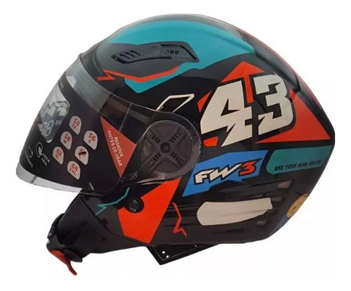 Capacete Fw3 X Open 43 Com Óculos Interno Aberto Top