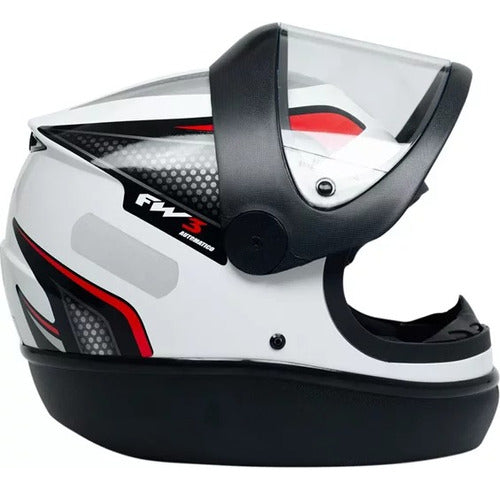 Capacete Para Moto Automático Preto Com Vermelho Modelo Fw3