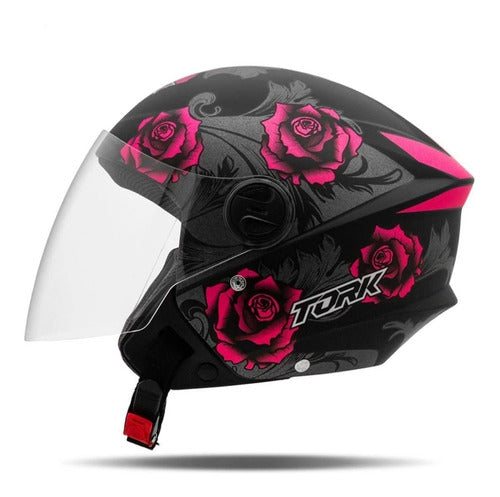 Capacete Aberto Feminino Pro Tork New Three Flowers Fosco