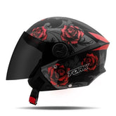 Capacete Aberto New Liberty Three Flowers Fosco Viseira Fumê