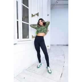 Legging Cós Alto Supplex Com Bolso Lateral Tecido Grosso