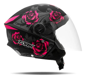 Capacete Aberto New Liberty Three Flowers Fosco Viseira Fumê