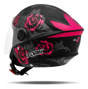 Capacete Aberto New Liberty Three Flowers Fosco Viseira Fumê