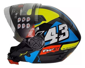Capacete Fw3 X Open 43 Com Óculos Interno Aberto Top