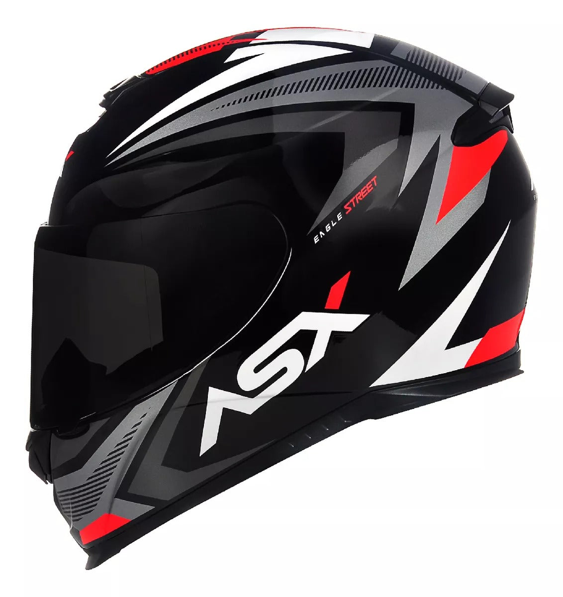 Capacete Asx Eagle Street Brilho Preto Grafite + Viseira Fume